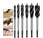 LAVIE 6PCS Brocas de Auger de 6.35 mm de Mango Torcido 4 Flautas Diámetro de Corte de 10-20 mm Herramienta para Carpinte