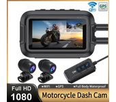 Cámara de moto impermeable de cuerpo completo de 3.0 pulgadas IPS Dual 1080P Full HD DVR con WiFi GPS Dash Cam para grab