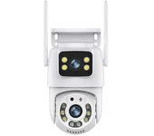 Cámara de seguridad inalámbrica de doble lente YCM 2MP+2MP 360° panorámica seguimiento de IA visión nocturna a color aud