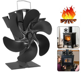 Ventilador de chimenea IPRee de 6 aspas,ventilador negro para estufa de leña,eco-ventilador,ventilador de chimenea silen