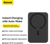 Baseus 20W 10000mAh Mini Banco de Energía de Carga Inalámbrica Magnética Rápida para iPhone 13 Pro Max para Samsung Gala
