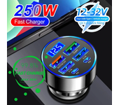 Cargador de Coche PD 250W QC3.0 Carga Rápida con Display Digital Enchufe Cargador de Coche Carga Rápida Enchufe de Carga