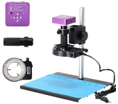 Cámara de microscopio digital de video industrial HAYEAR de 51 MP + lente C-Mount de 130X + luz de anillo LED de 56 luce
