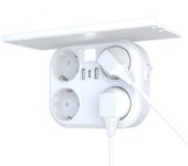 RRTEAVEL HHT105 16A Enchufe de pared con bandeja 4AC+3 puerto USB Converión universal enchufe EU con luz controlable Enc