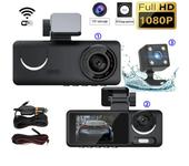 Grabadora de conducción de coche con 3 lentes Dash Cam 1080p HD Visión nocturna de 2.0 pulgadas Cámara de coche oculta c