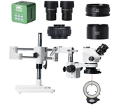 HAYEAR 3.5X 7X 50X 100X Soporte Doble Boom Microscopio Estéreo Trinocular Zoom Simul Focal + Cámara 4K Microscopio Para