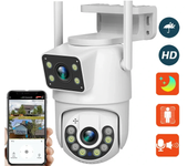 Cámara de vigilancia de video IP Wifi PTZ de Guudgo de doble lente de 4MP, con visión nocturna, para exteriores y seguri