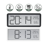 Reloj digital de sobremesa con pantalla LCD para mostrar hora, temperatura y humedad, con batería