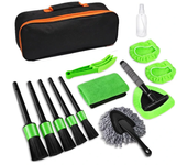 Kit de limpieza de detallado de coche de 13 piezas, cepillo de limpieza para lavar el motor y las ruedas, mango ajustabl