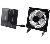 Extractor de aire solar con panel solar monocristalino de 5W y ventilador, con dos soportes para exteriores, camping, vi