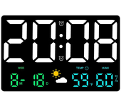 Reloj de pared rectangular de gran pantalla de alta definición con pantalla de temperatura y humedad, reloj meteorológic