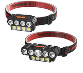 Linterna frontal de luz fuerte con múltiples LED, súper brillante, recargable por USB, linterna para exteriores, lámpara