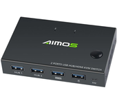 AIMOS USB HDMI KVM Caja de conmutación Video Switch Display 4K Splitter KVM Switch para 2 PCs Compartir Switcher Teclado