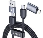 Toocki TQ-X44 3A 60W USB-A/Type-C a Tipo C/iP cable carga rápida transmisión de datos núcleo de cobre estañado línea de