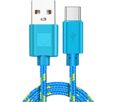 Cable de datos trenzado de nailon USB-A a Tipo C para carga rápida transmisión de datos núcleo de cobre 1M/2M largo para