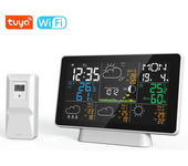 Estación meteorológica inalámbrica con reloj despertador Tuya Wifi con pantalla de 7,5 pulgadas / Reloj atómico / Pronós