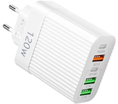 Cargador USB PD de 120W con 5 puertos 3USB-A + 2USB-C PD QC3.0 Cargador de pared de carga rápida Adaptador de enchufe EU