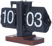 Reloj mecánico retro de flip cuadrado con base de madera,reloj de cuenta regresiva de 24 horas,decoración de escritorio,