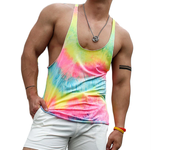 INCERUN Camiseta sin mangas para hombre Moda tie-dye Camisetas de ajuste suelto Chalecos deportivos Diarios de verano Si