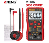 ANENG M118A Medidor digital de 6000 cuentas de rango automático True Rms Mini Multímetro transistor con NCV Data Hold Li