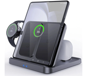 Cargador de escritorio plegable inalámbrico KCFold F16 15W, Almohadilla de carga inalámbrica rápida para teléfonos intel