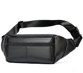 Bolsa de cintura para hombre Ekphero de cuero genuino, bolso deportivo cruzado para negocios, bolso negro para hombro y