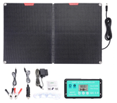 Panel solar plegable ETFF 12V 60W con controlador solar MTTP, resistente al agua, cargador para teléfonos móviles, banco