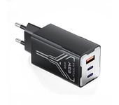 [GaN Tech] KUULAA KL-CD64 Cargador USB PD de 65W 3 puertos USB-A+2USB-C Cargador de pared rápido Adaptador EU Enchufe En