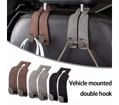 Soporte para teléfono móvil de cuero de piel de lujo, con gancho doble trasero para asiento de coche multifuncional, con