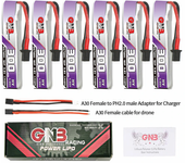 Batería Gaoneng LiHV de 3.8V 300mAh 60C 1S de 6 piezas con conector A30 y cable adaptador para BetaFPV Meteor65 Pro ELRS