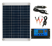 Panel Solar Policristalino de 20W 12V/5V Kit Cargador de Batería Panel Solar Portátil para Coche, Barco, Camioneta