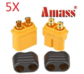 5 pares de conectores Amass XT60+ con carcasa macho y hembra