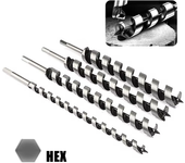 Juego de brocas para madera de acero de carbono de alta calidad de 6 piezas, tamaño de 6-16 mm, mango hexagonal de 230 m