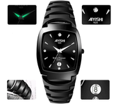 Reloj cuadrado de cuarzo para hombres de lujo AIYISHI con correa de acero, reloj de pulsera casual de negocios, resisten
