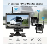 Monitor de 7" para Aparcar y Grabar con 2 Cámaras de Respaldo para RV/SUV/Furgoneta/Camioneta/Remolque