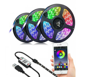 Juego de luces LED con luz de fondo para TV 5050RGB colorida de 5V con tira de luz de ambiente inteligente USB Bluetooth