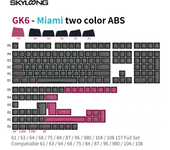 Conjunto de teclas SKYLOONG GK6 ABS Miamii de dos colores de ABS con perfil compatible para teclados mecánicos DIY perso