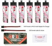 6Pcs Gaoneng 3.8V 450mAh 80C 1S Batería LiHV con enchufe A30 y cable adaptador para Emax Tinyhawk S BetaFPV Beta75X
