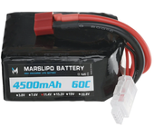 Batería Lipo MARSLIPO 11.4V 4500mAh 60C 3S con conector T y adaptador XT60 para juguetes de modelo RC