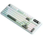 EWEADN V101 Teclado mecánico de 98 teclas en modo triple con perilla, luz RGB, botón de silencio, batería recargable de