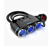 YANTU 12V-24V Cargador de coche Puerto de carga 3.1A QC3.0 Cargador rápido Toma de corriente para coche con 3 cables de