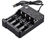 Cargador de batería universal y inteligente para linterna 18650 con 4 ranuras de carga rápida para baterías de 3,7V Li-i