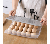 Contenedor de almacenamiento de huevos de cocina con 18 rejillas, apilable, con protección contra el polvo y portátil