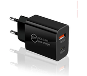 Cargador USB-C PD3.0 QC3.0 dual de 20W PD20W de 2 puertos adaptador de pared de carga rápida Enchufe de la UE para iPhon