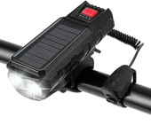 Linterna delantera para bicicleta con carga solar, luminosidad de 400 lúmenes, alcance de 200 metros, batería de 2000 mA