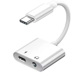 Adaptador de audio 2 en 1 USB-C a conector de 3.5 mm / Carga Type-C Cable Aux de 3.5 mm para auriculares con cable Samsu