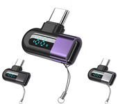 Adaptador OTG Tipo-C 6A 120W Carga rápida Pantalla digital USB-C a C Convertidor 480Mbps Transferencia de datos Compatib