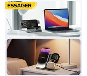 Cargador inalámbrico de escritorio magnético de alta potencia PD15W ESSAGER 3 en 1 para iPhone 15 14 13 12 Pro/Max/Plus