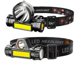 XMUND Linterna frontal LED impermeable sin manos con luz de trabajo COB y imán, luz de cabeza USB con batería incorporad