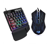 JX200 Kit de teclado mecánico gaming con cable de una mano y ratón Teclado mini de 35 teclas retroiluminado RGB para tel